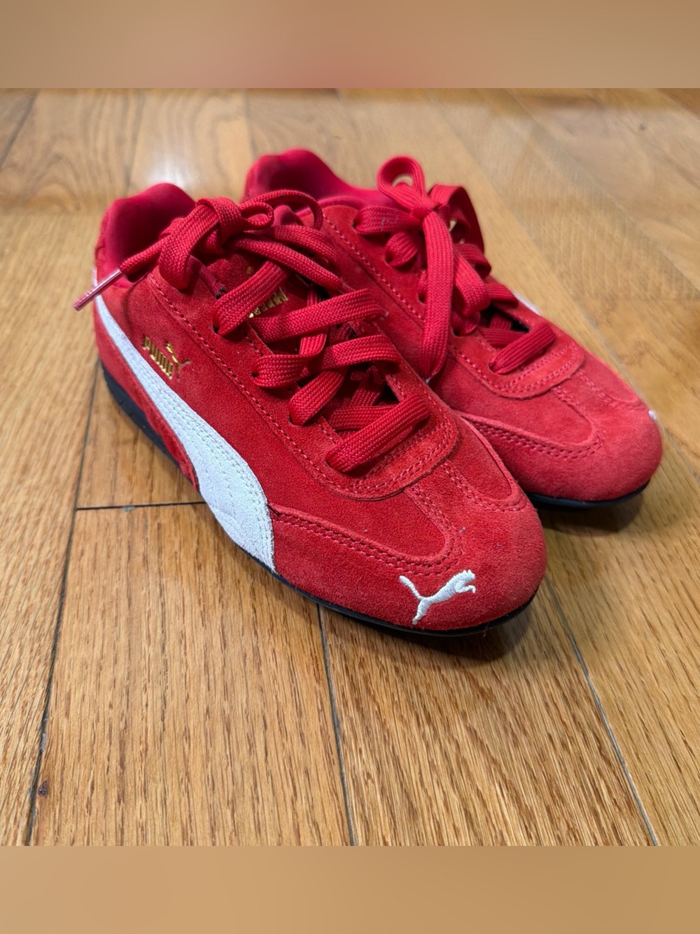 Kid Size 1C PUMA Speedcat OG Athletic Shoe -Red / White.